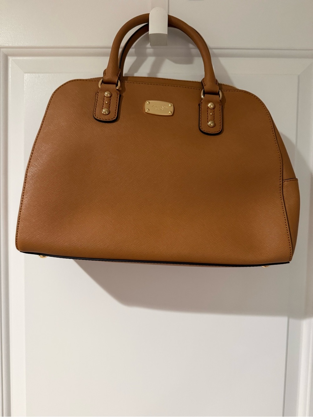 Michael Kors Structured Tan Dome Satchel Handbag NWOT